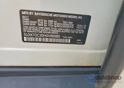 2017 BMW X5 Xdr40E z USA, uszkodzony, nr VIN 5UXKT0C30H0V96985